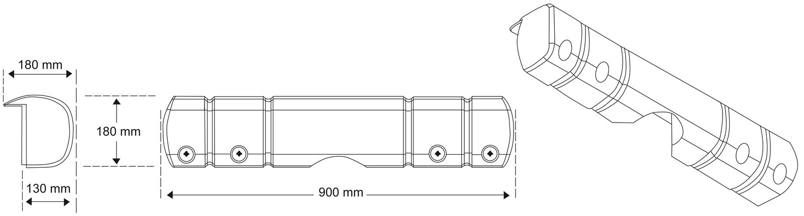 Multifunktion-Stegfender 90cm x 18cm Winkelfender Stegschutz Pontonfender